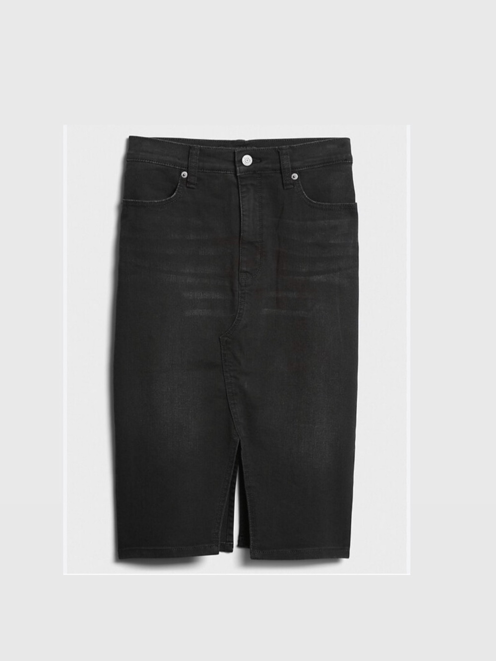 Banana Republic Washed Black Denim Skirt with Front and Back Slit